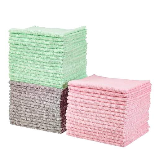 Microfiber Cleaning Cloths, Pack of 24, Blue/White/Yellow J520