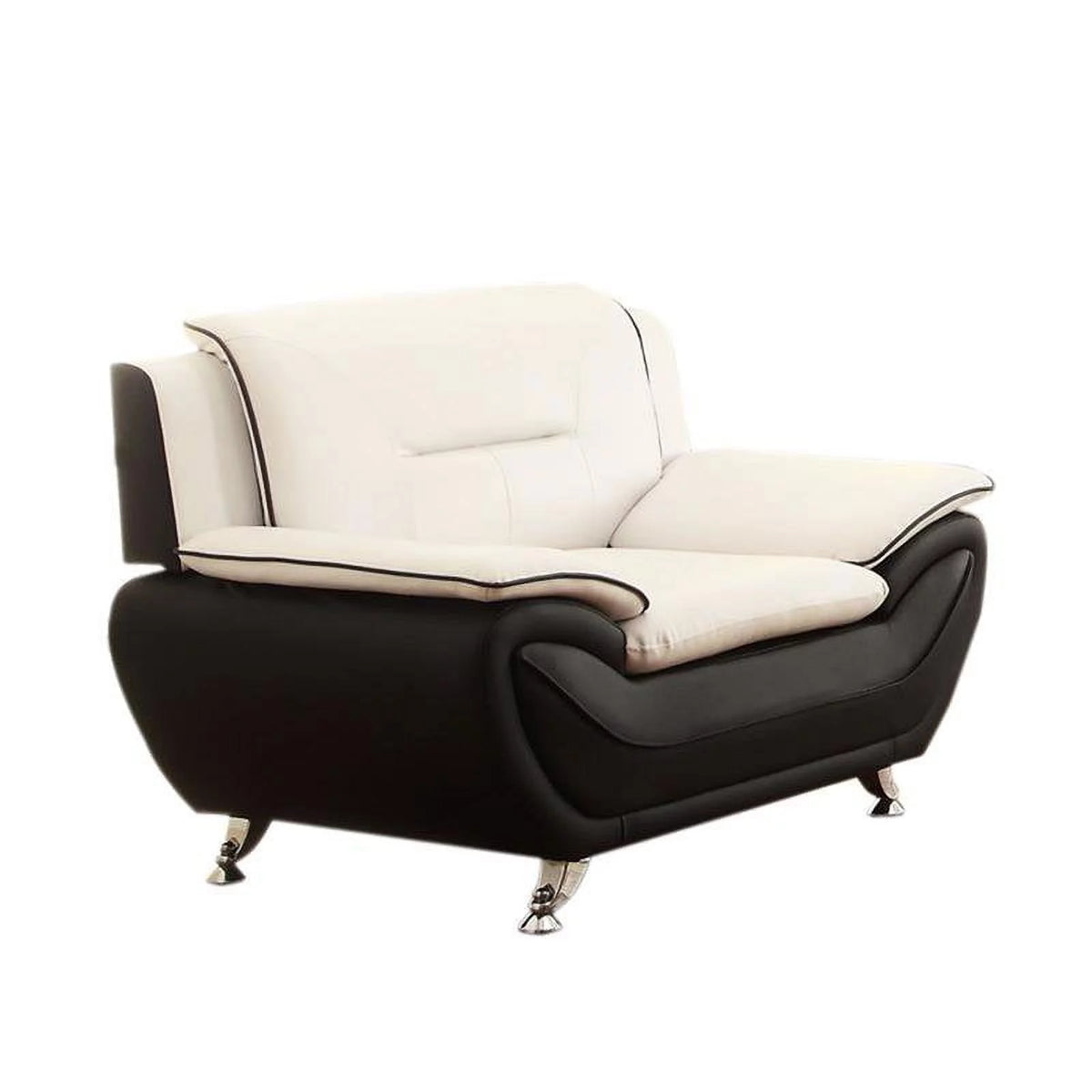 2 Piece Living Room Set with Loveseat and Armchair in Black/Beige I548
