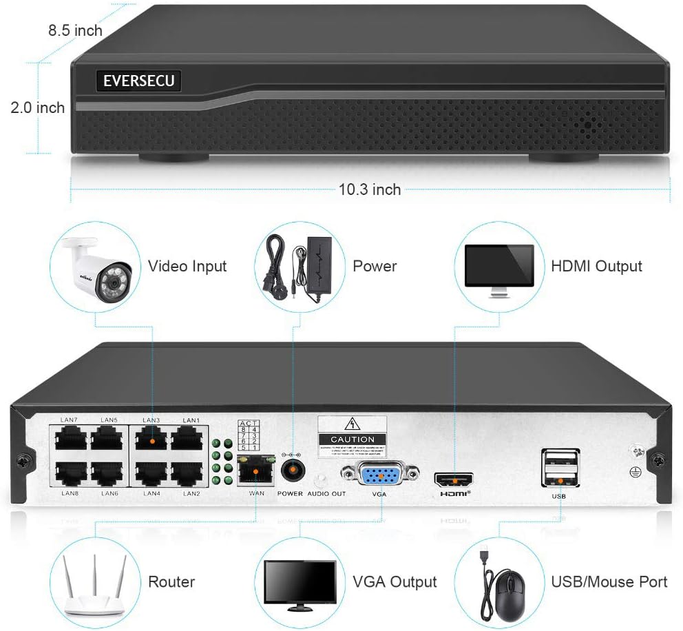 3MP HD POE NVR Security Camera System with 4 Weatherproof Bullet IP Cameras R2145