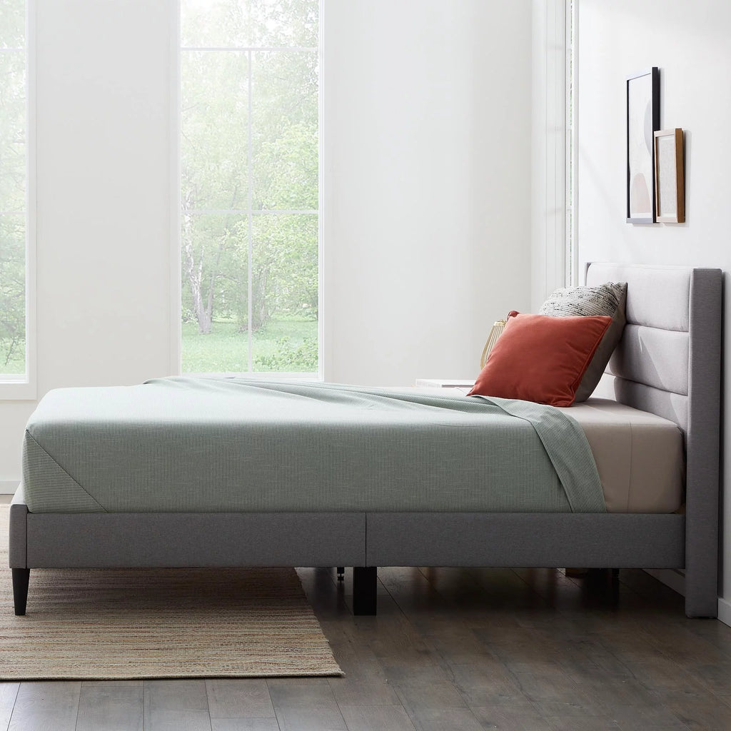 Blue Queen Upholstered Platform Bed C457