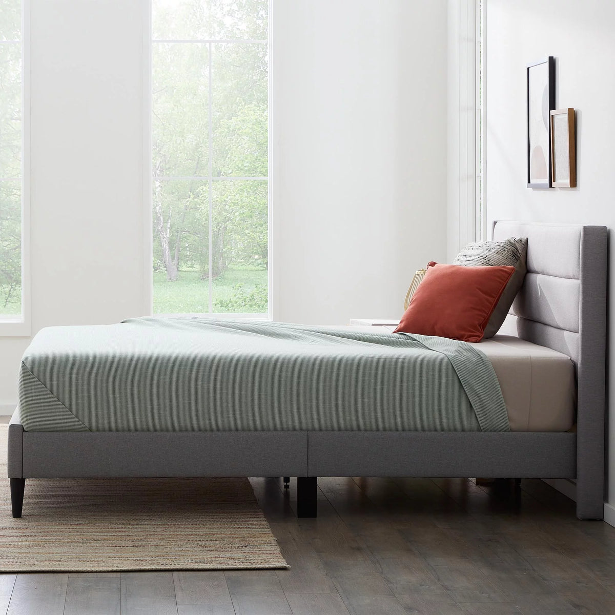 Blue Queen Upholstered Platform Bed C457