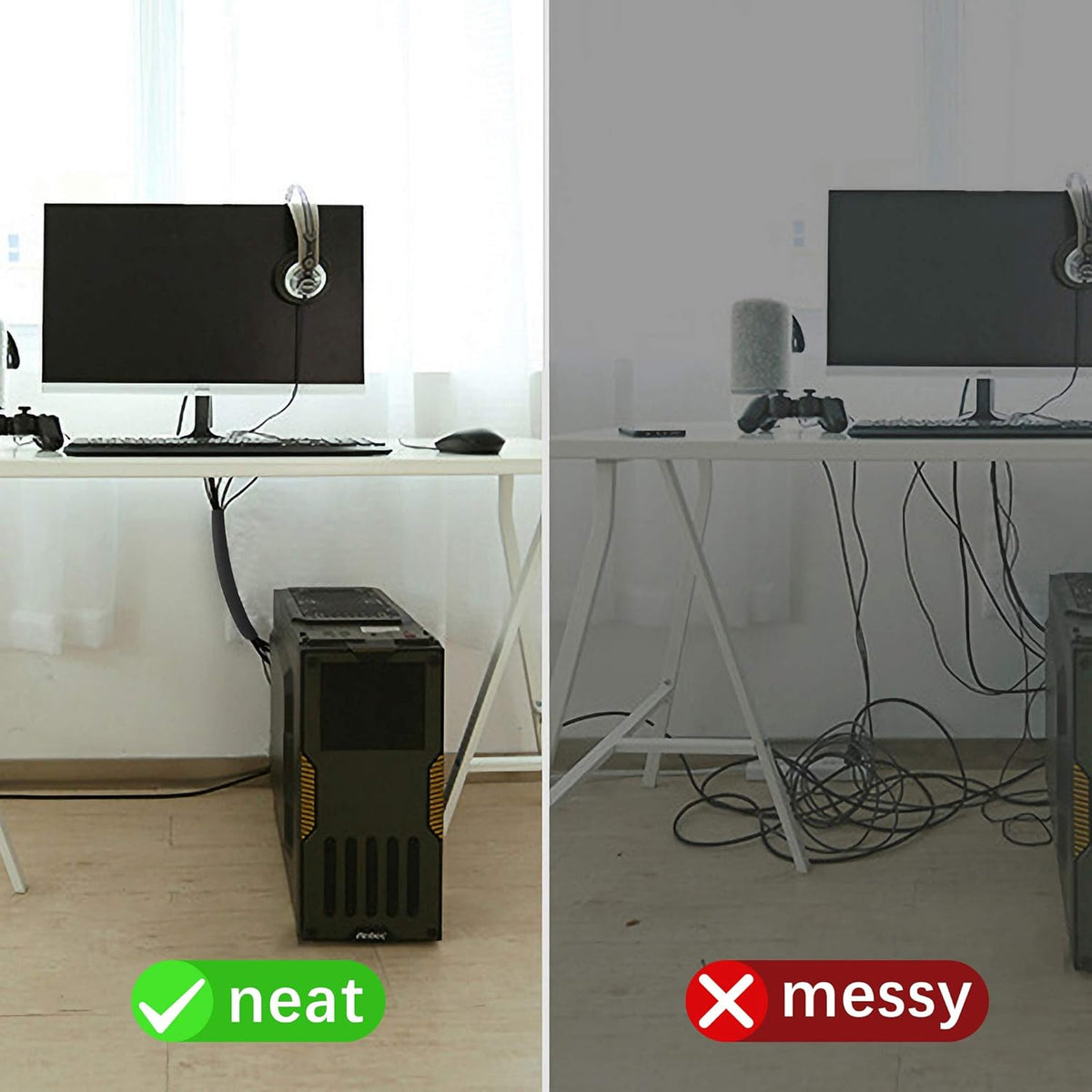 4 Packs Black Cable Management Sleeve G170355