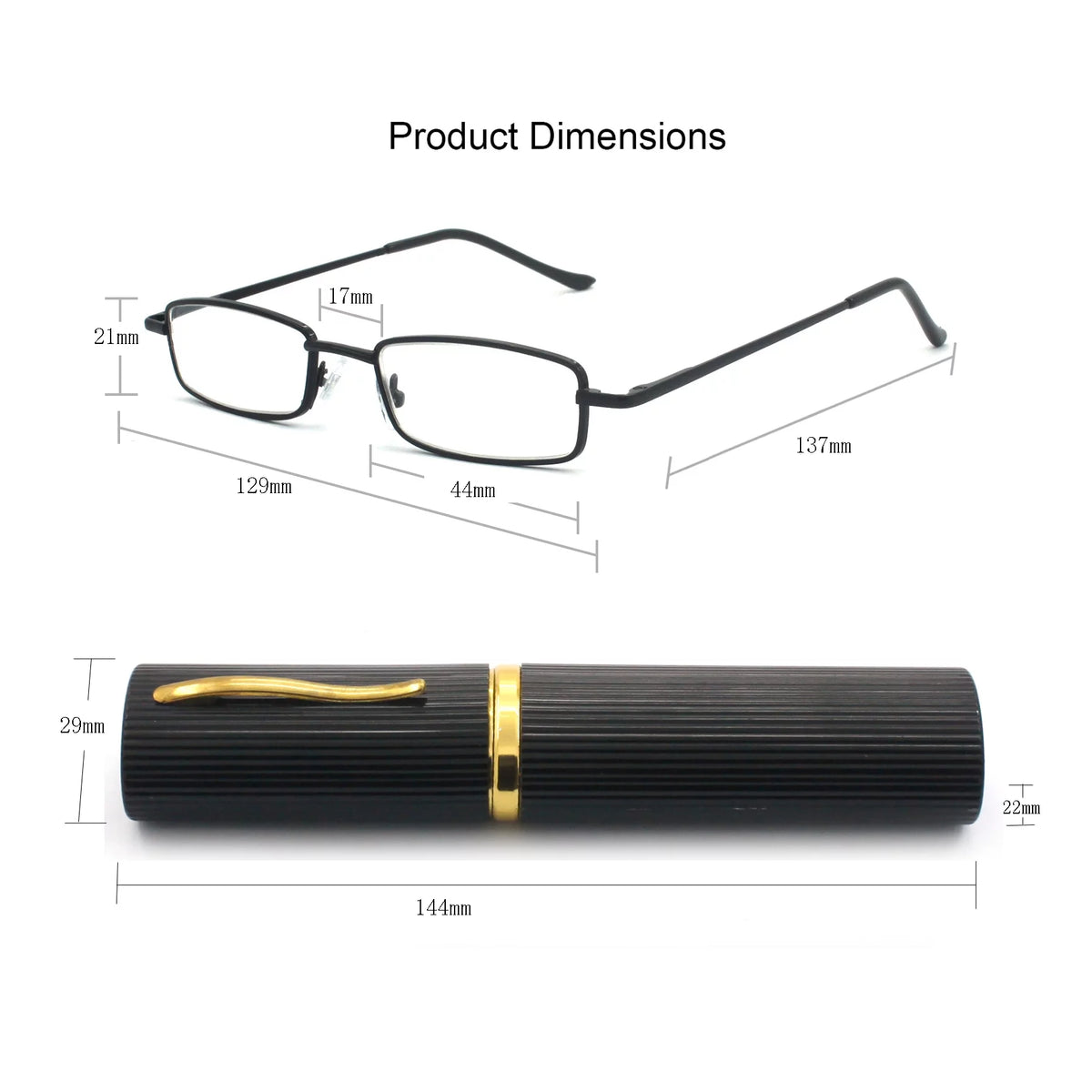 5 Pack Ultra Slim Compact Lightweight Reading Glasses with Clip Case W714152