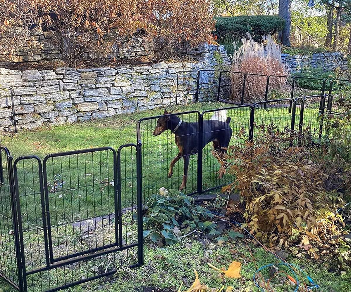 Dog Playpen 8/16/24/32 Panels 24/32/40-Inch Height Pet Fence Gate with Doors J38769