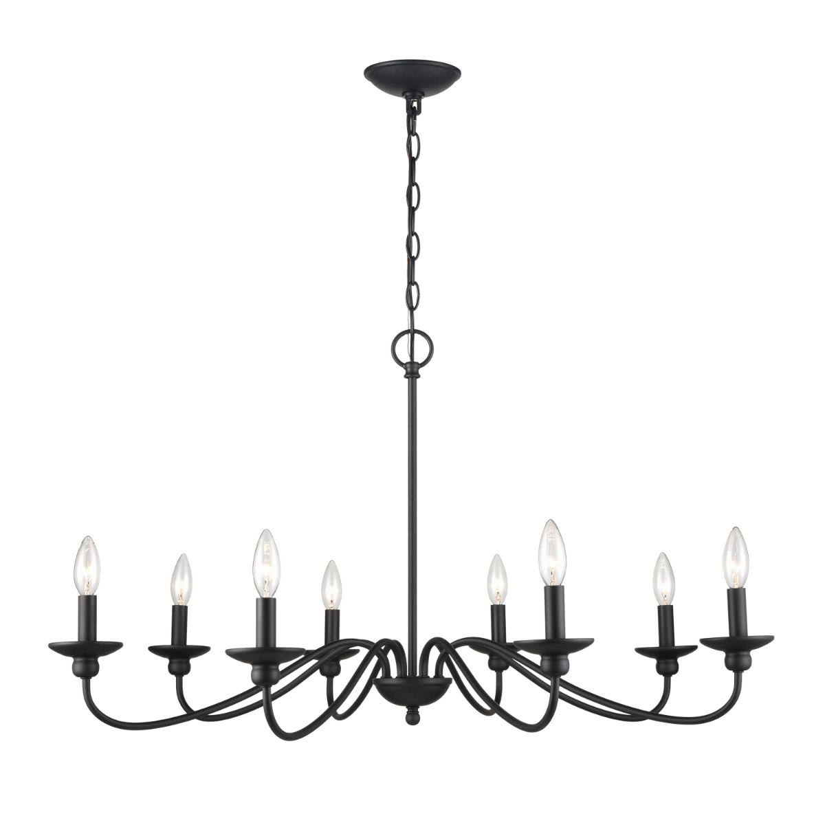 8 Light Matte Black Chandelier A85754