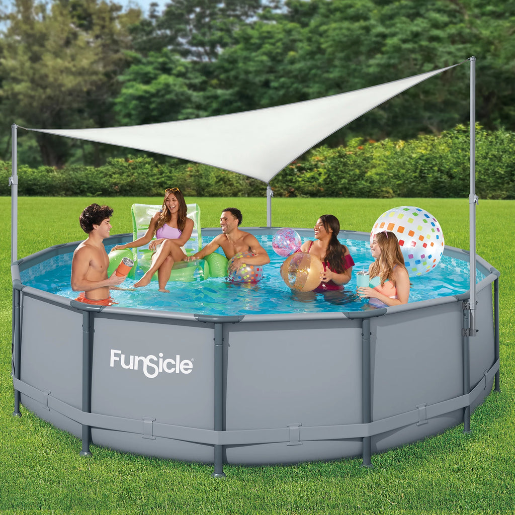 White Triangular Swimming Pool Canopy L651
