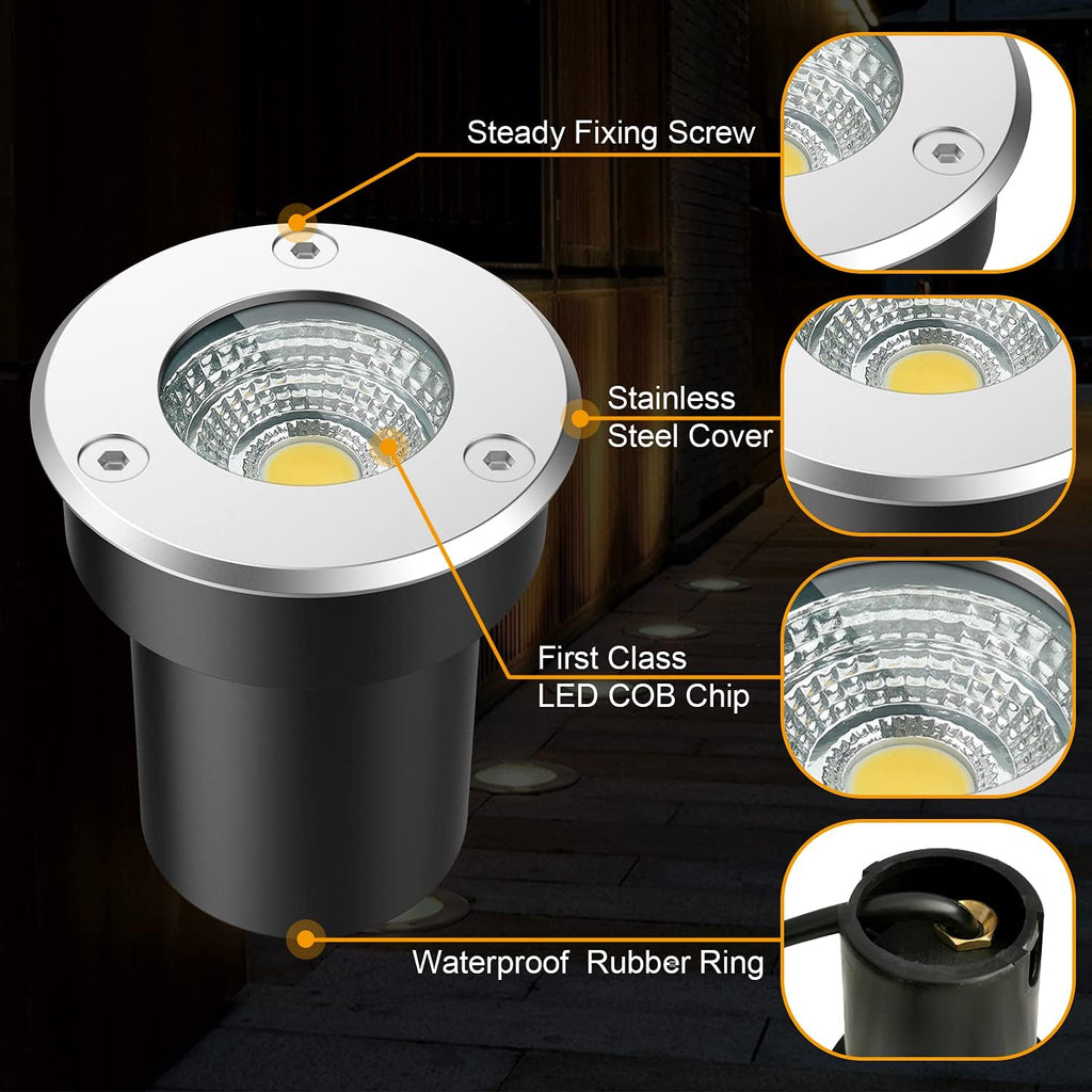 6W IP67 Waterproof Low Voltage Landscape Well Lights Pack of 2 M690314