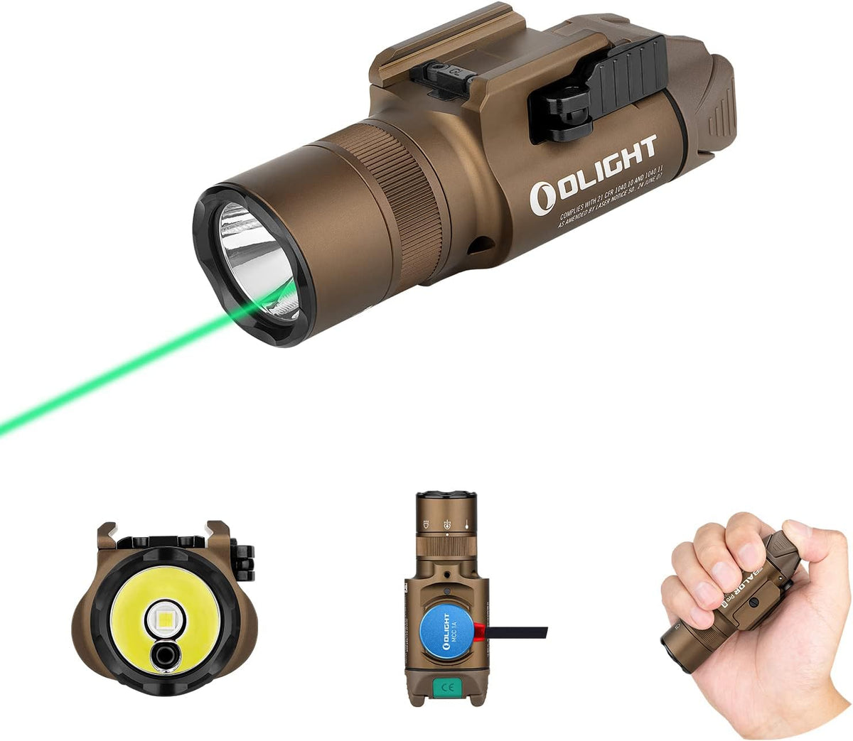 1350 Lumens Rechargeable Tactical Flashlight with Green Beam and White LED K16901