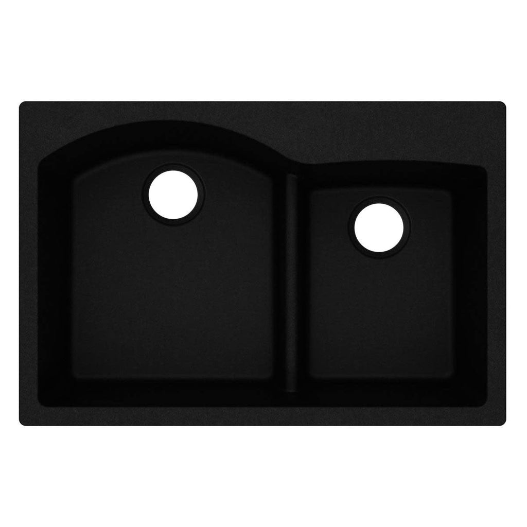Black Double Offset Bowl Kitchen Sink H83028