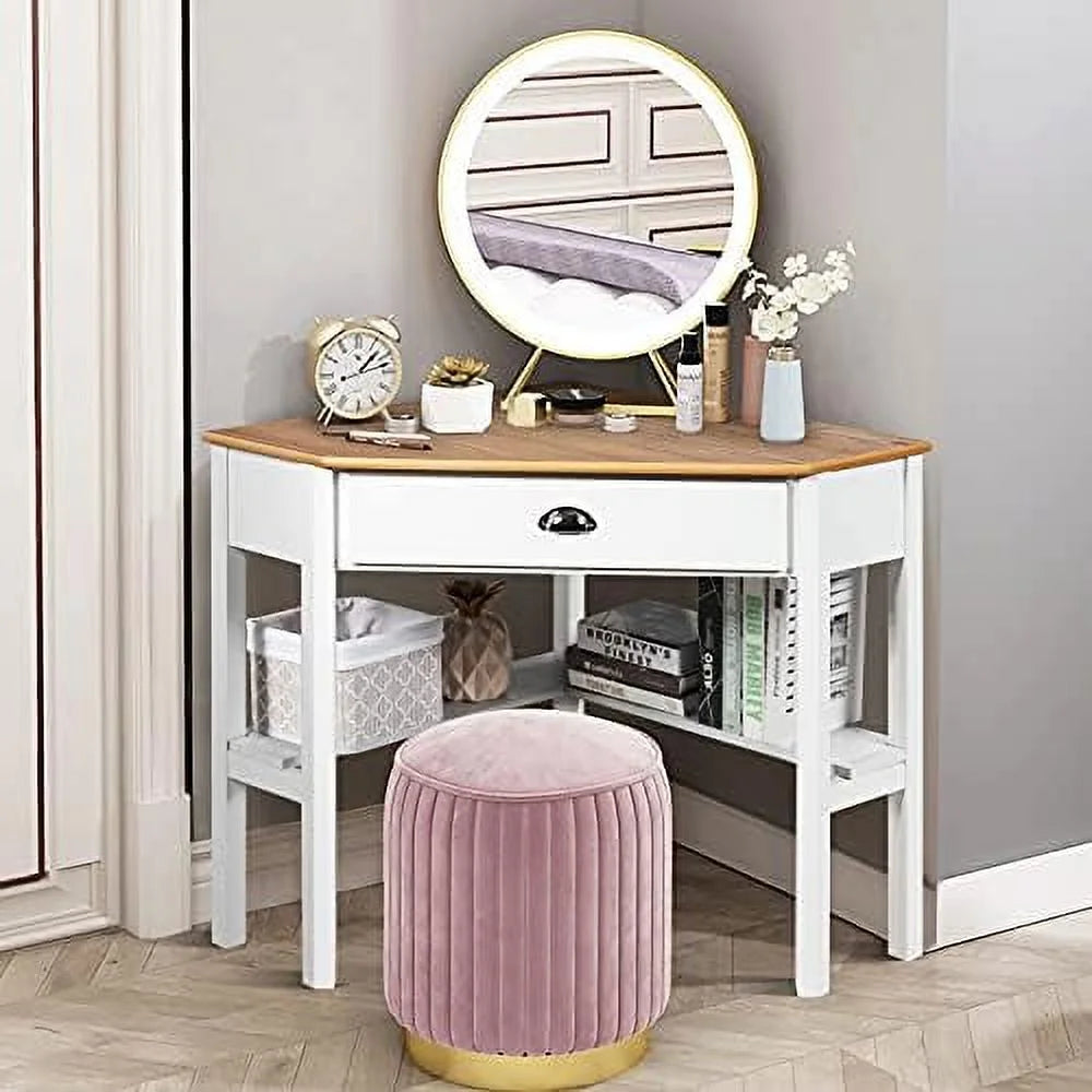 Small Corner Desk with Shelves Drawer E182219