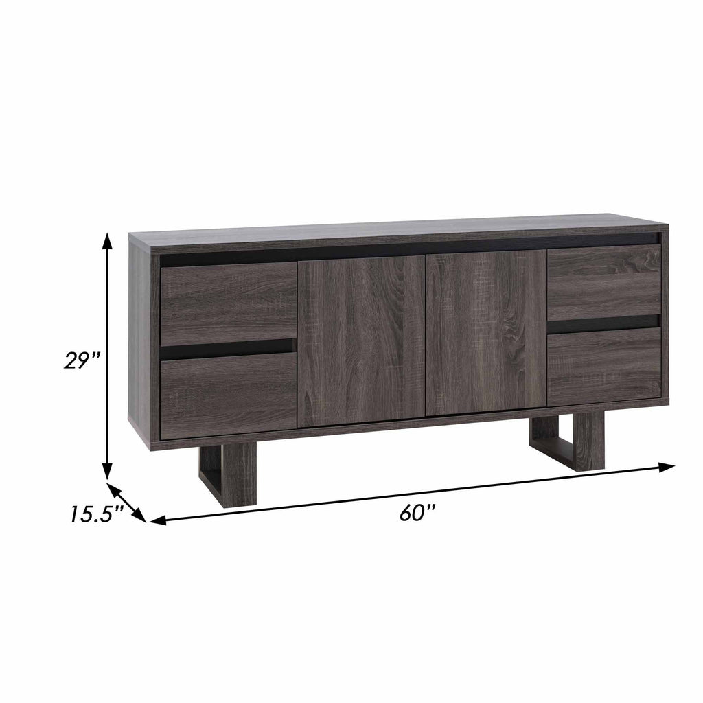 60 Inch Gray TV Media Console with 2 Drawers and 1 Cabinet R635