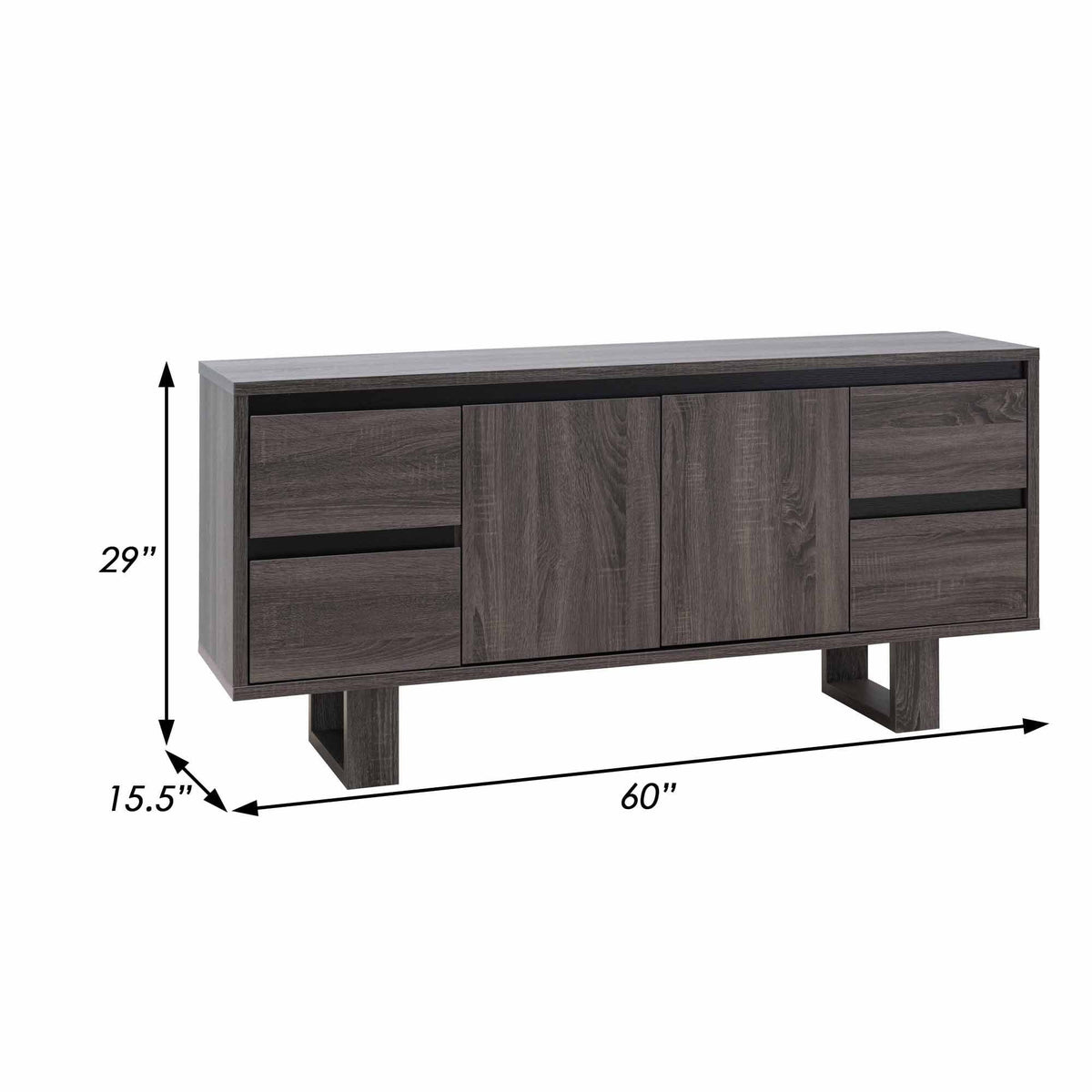 60 Inch Gray TV Media Console with 2 Drawers and 1 Cabinet R635
