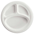 Heavyweight Plastic 3 Compartment Plates, White, 125/Pack M853