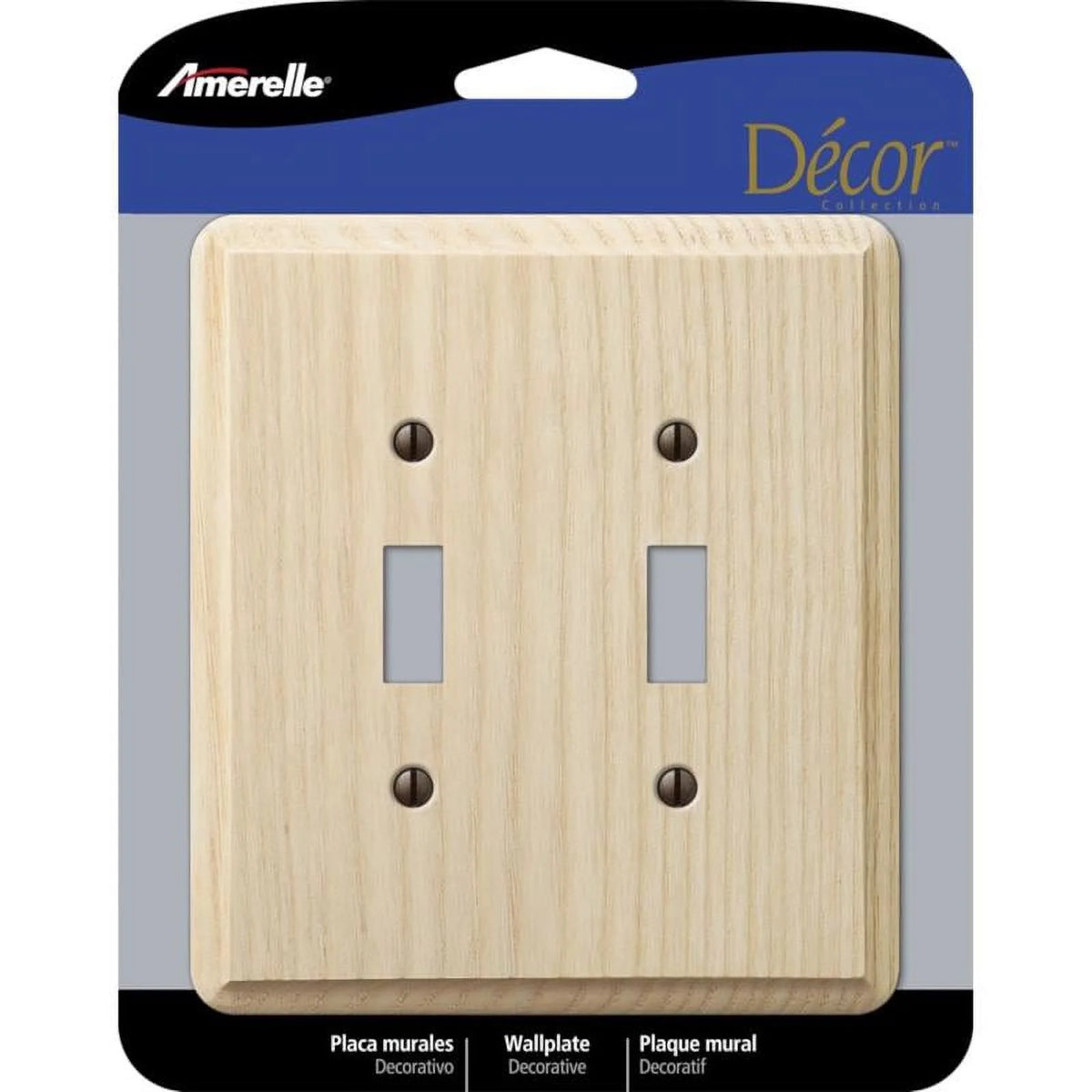 Beige 2 Gang Wood Toggle Wall Plate V2758