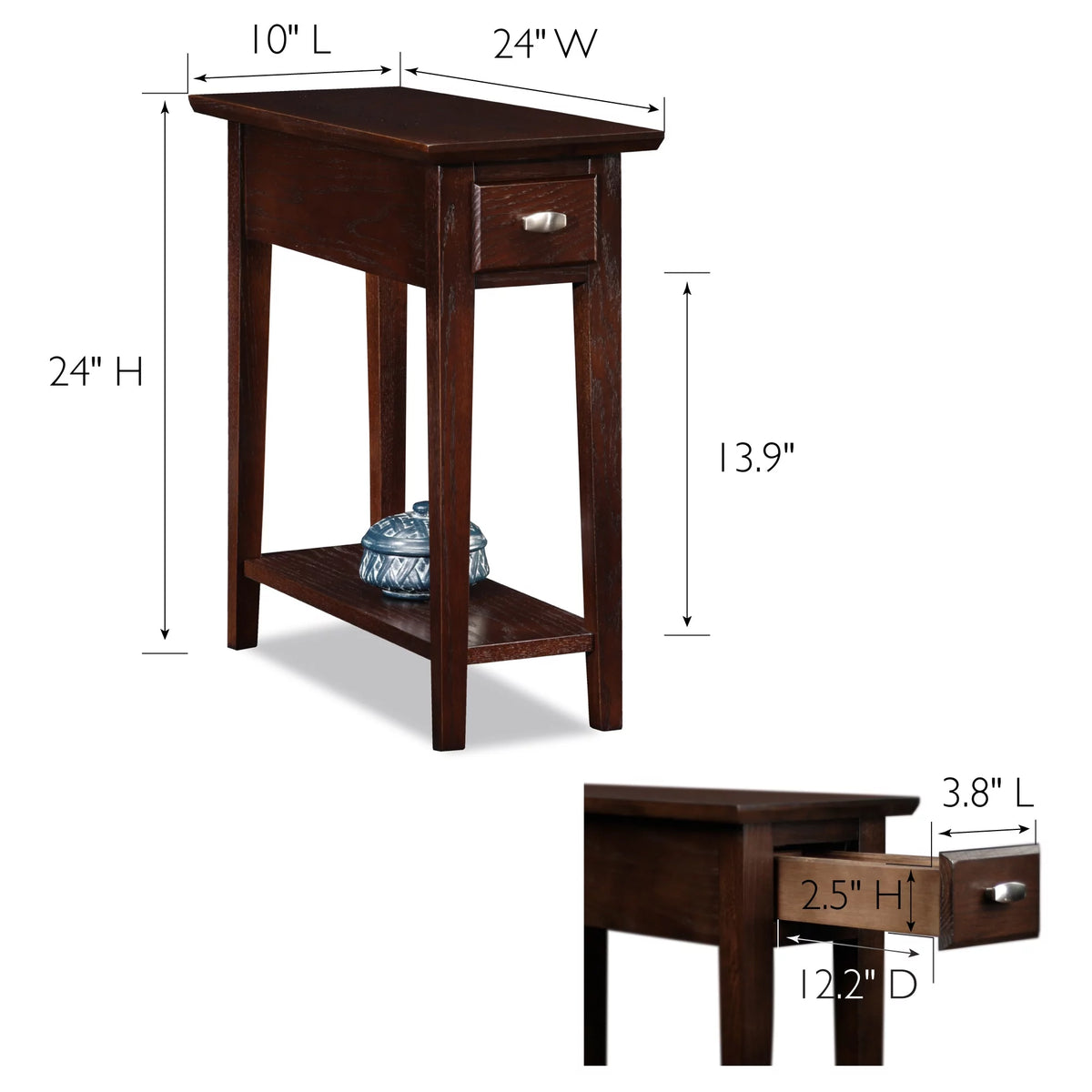 Chairside Table in Chocolate Oak Q86128