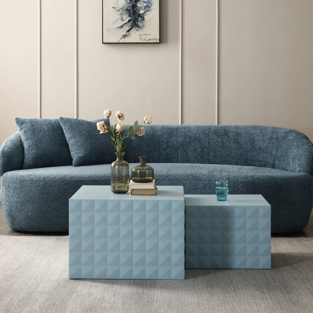Blue Set of 2 Square Nesting Coffee Table B59904