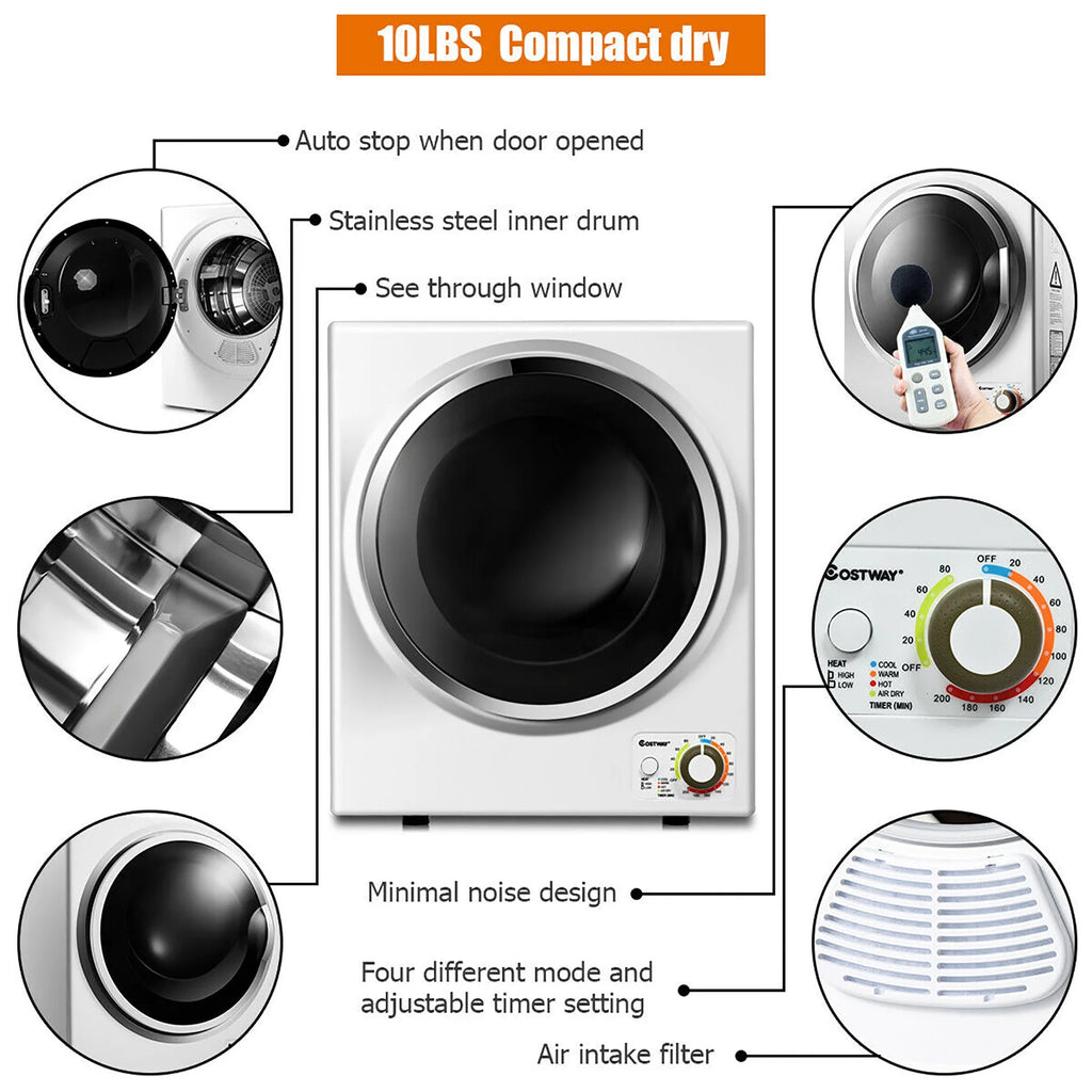 Compact Electric Cloth Dryer Stainless Steel Wall Mounted 1.5 cu.ft. J18808