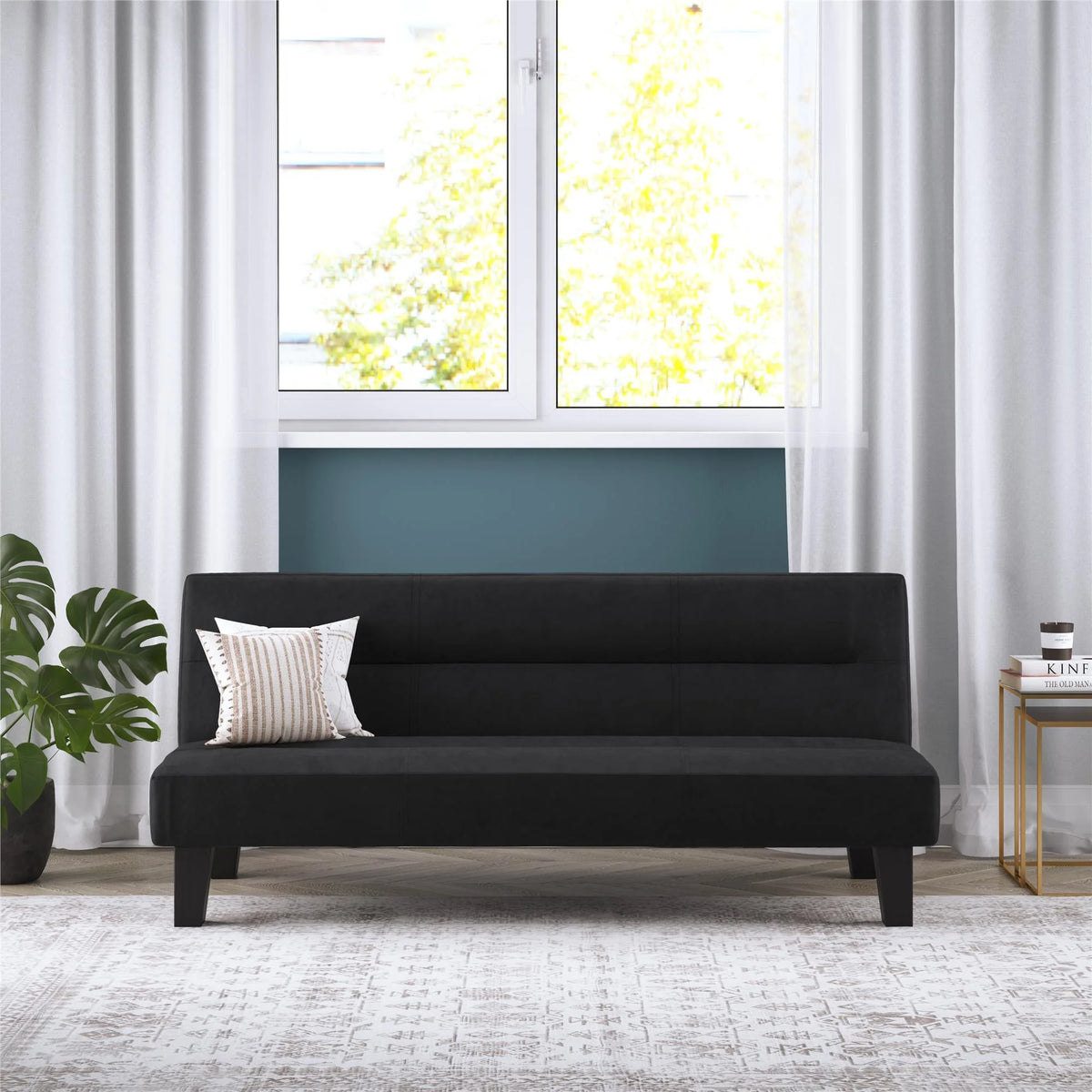 Black Microfiber Futon Y9883