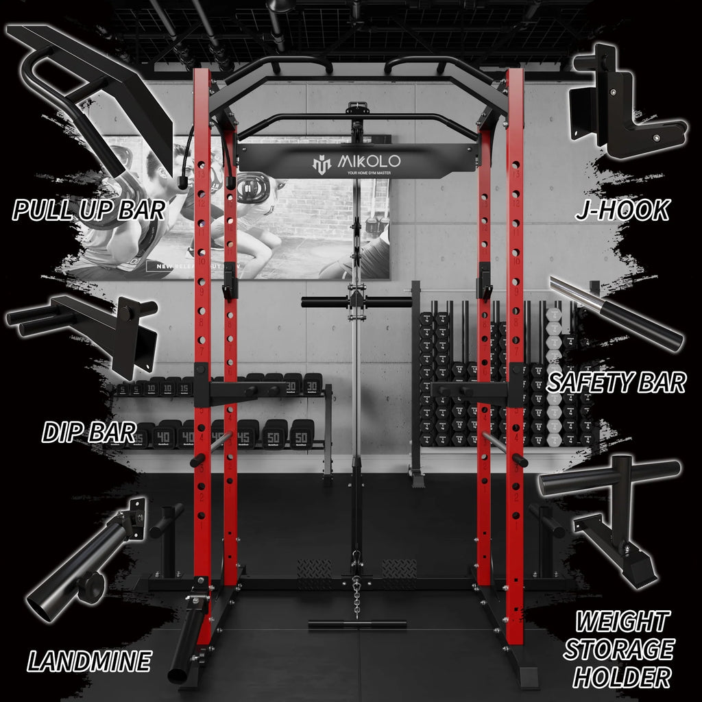 1200LBS Capacity Power Rack with LAT Pulldown System S837077