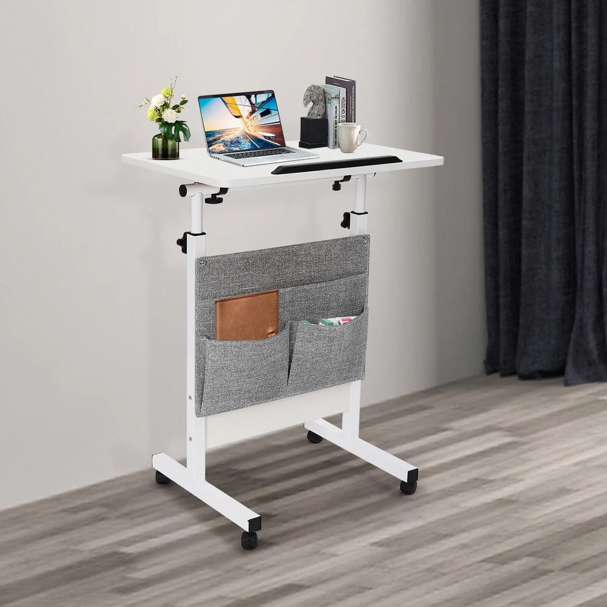 Adjustable Rolling Laptop Desk with Storage P937235