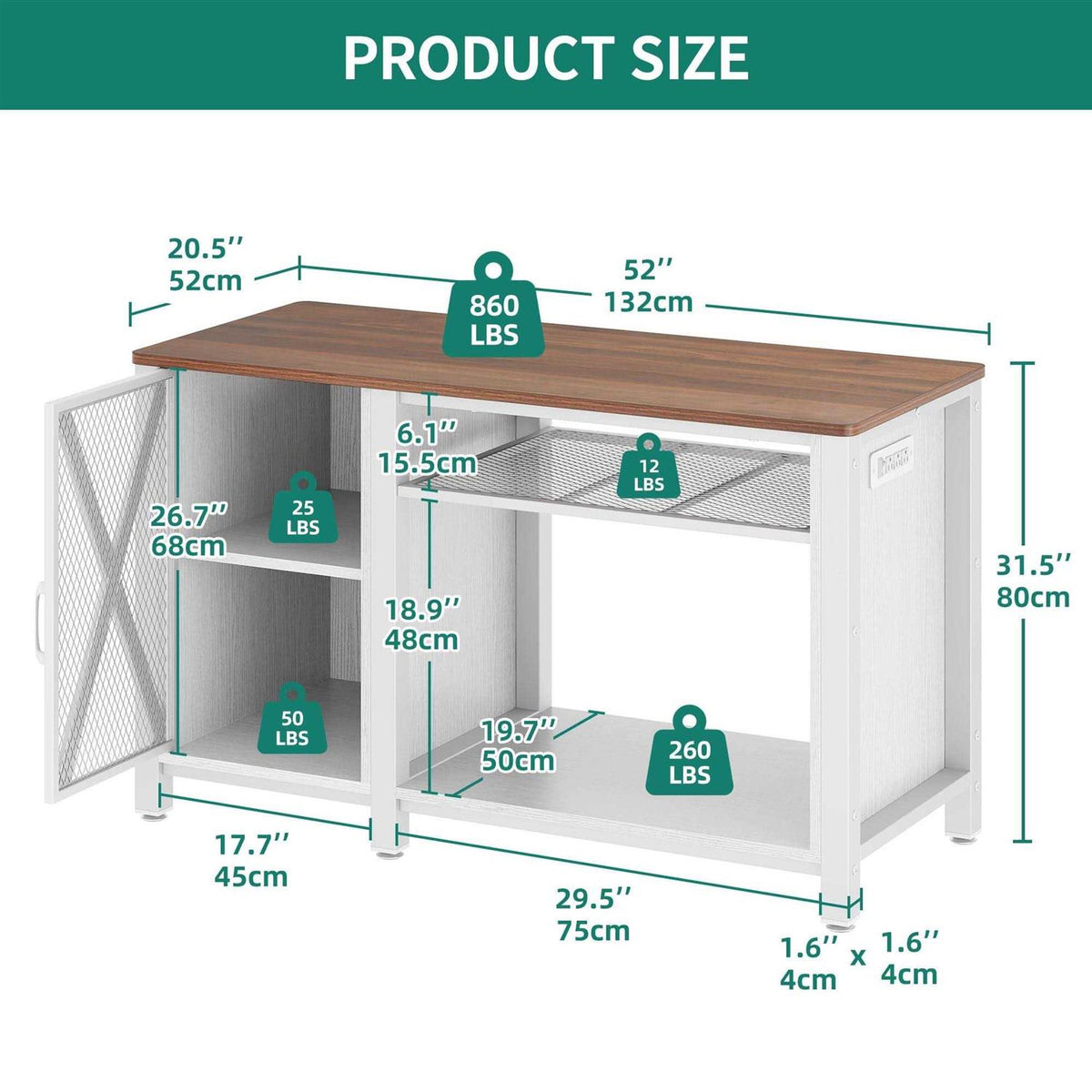 Heavy Duty Metal Aquarium Stand with Cabinet A977903