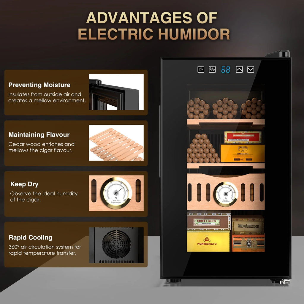 16L Electric Cigar Humidor Cabinet for 100 Counts with Digital Hygrometer Q7151