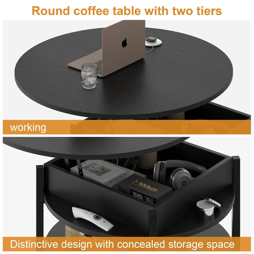 Round Lift Top Coffee Table with Storage W4718