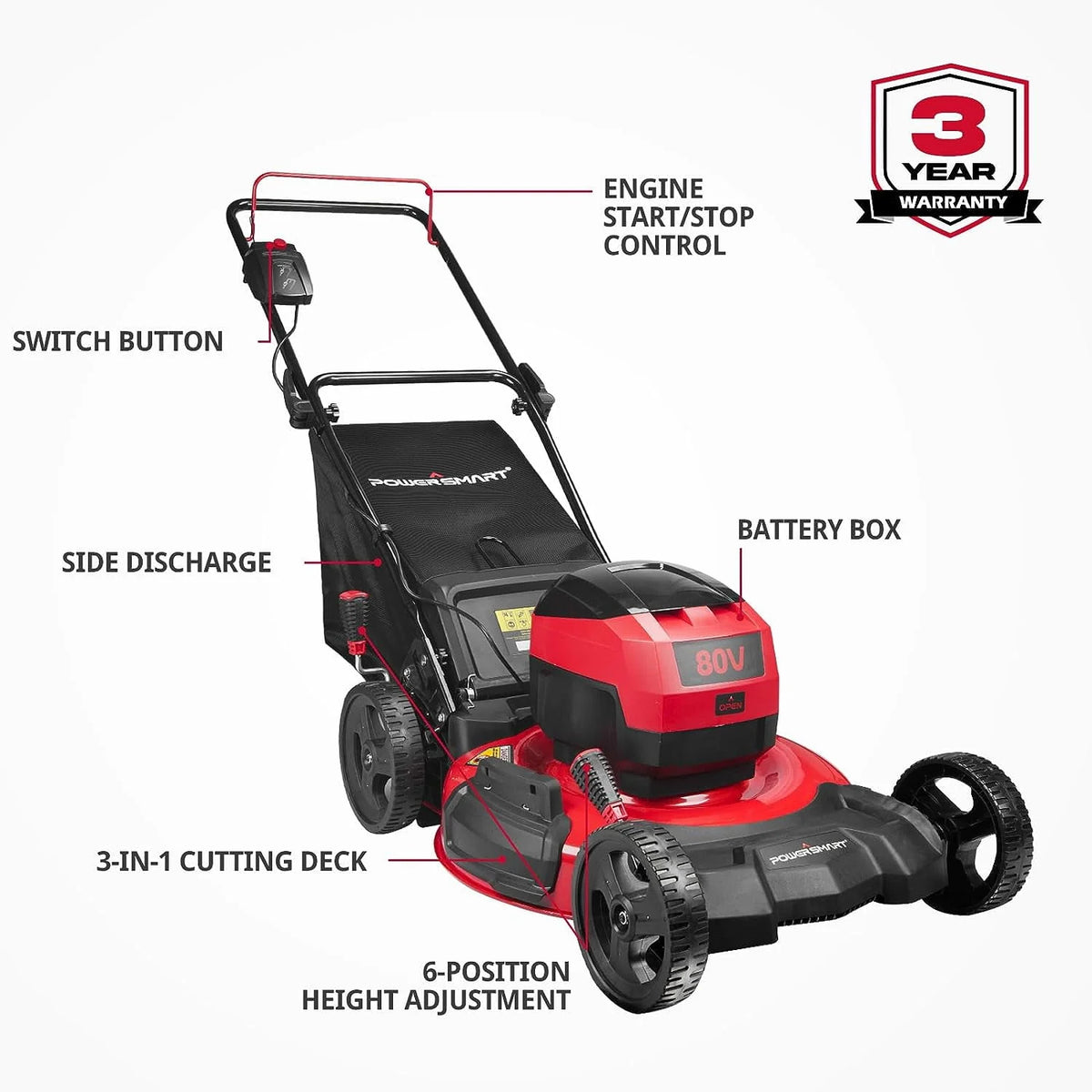 80V MAX 21 Cordless Brushless Electric Lawn Mower H76902