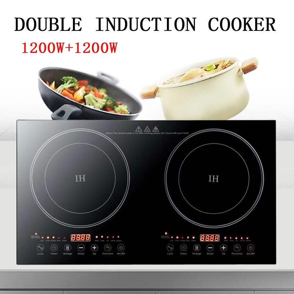 1200W Dual Burners Electric Cooktop Black W252548