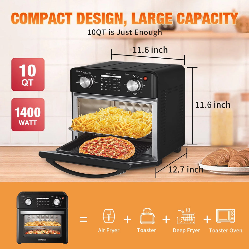 10QT Black Air Fryer Toaster Oven A45759