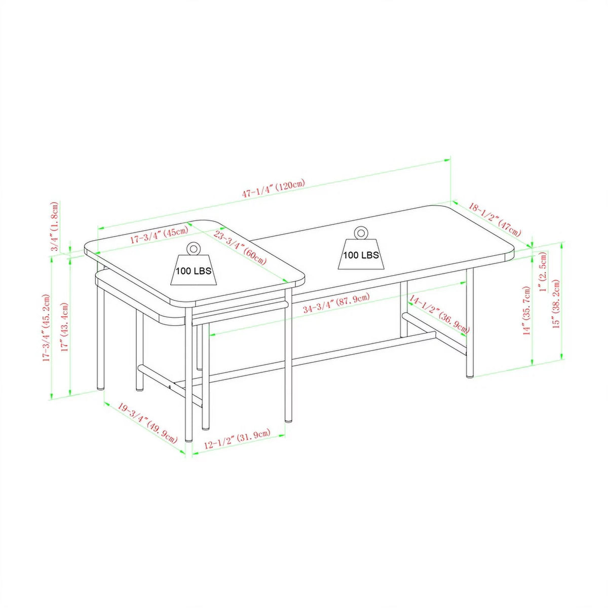 2-Piece Wood Nesting Coffee Table V103766