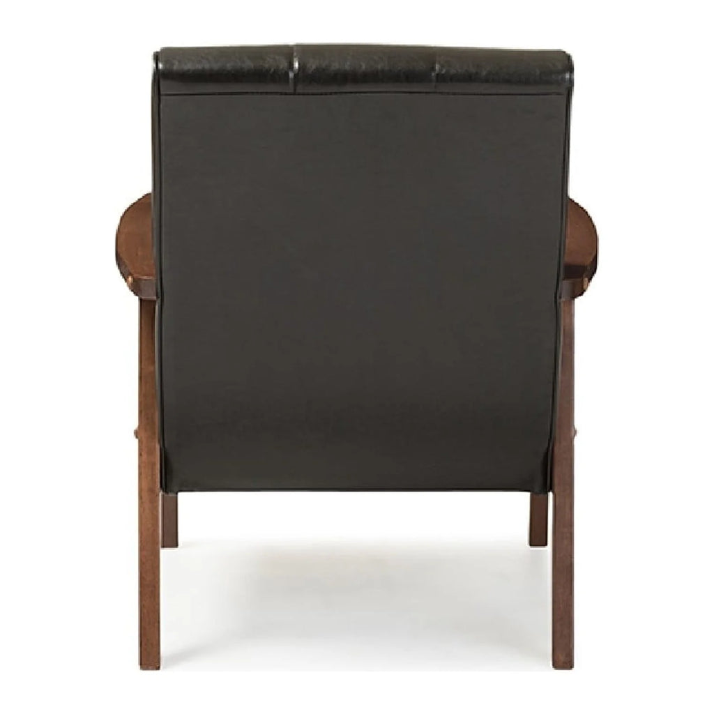 Black Faux Leather Wooden Lounge Chair X5933