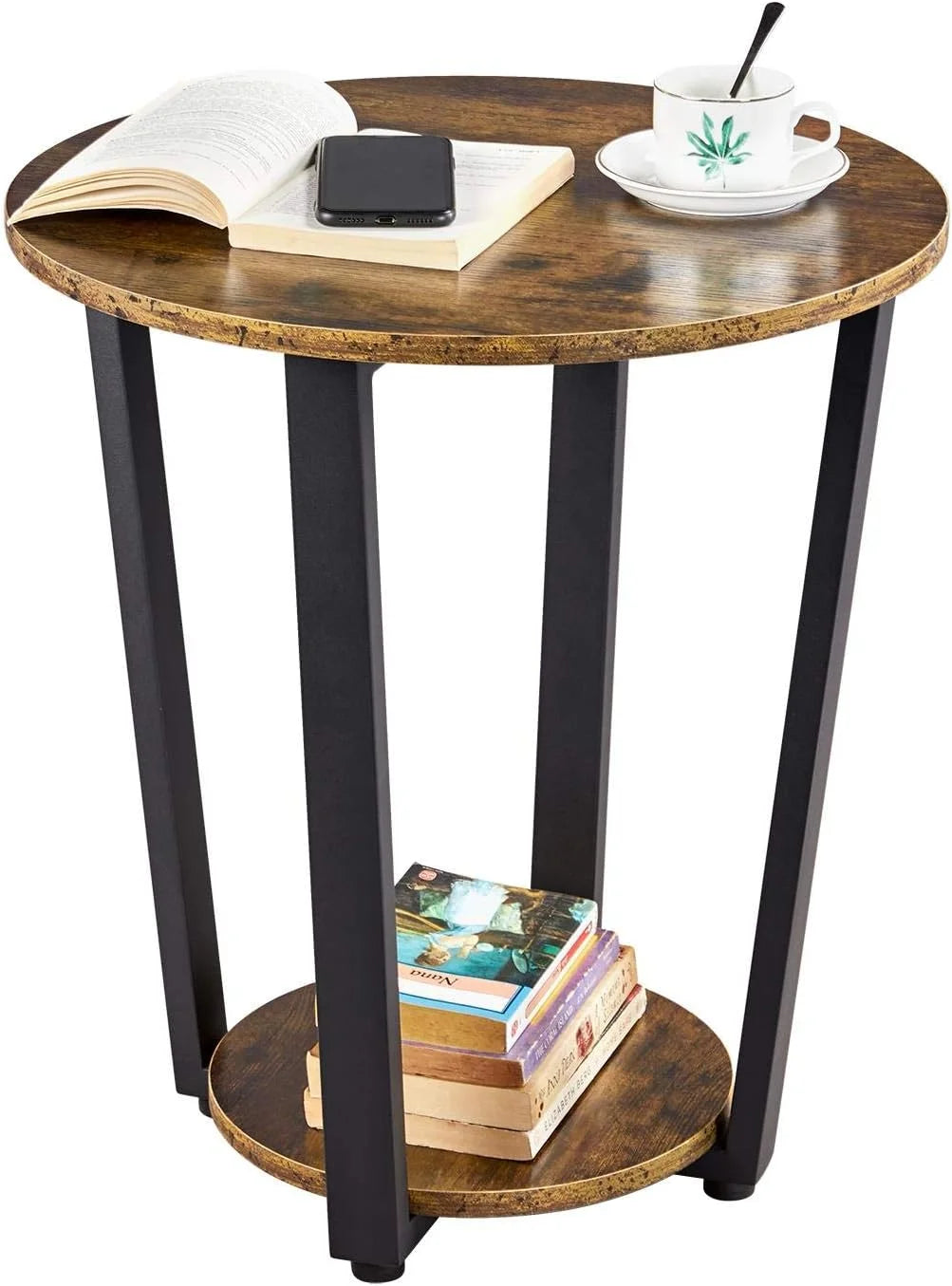 Round End Table with Storage Shelf O770