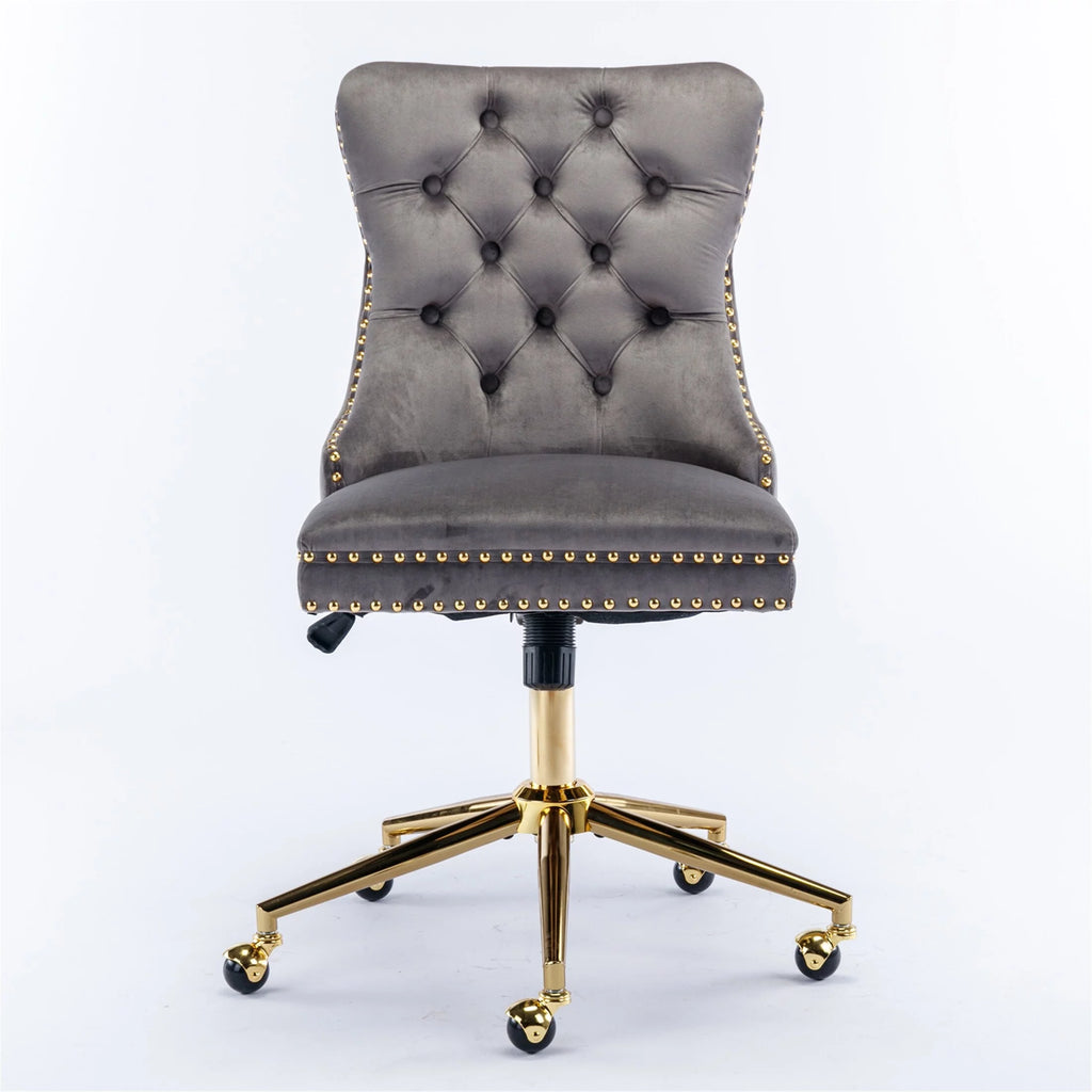 Grey Velvet Adjustable Home Office Chair W33253
