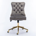 Grey Velvet Adjustable Home Office Chair W33253