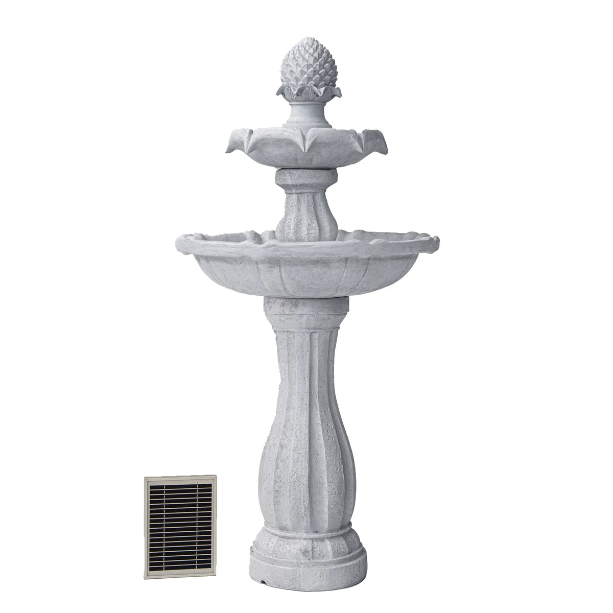 White 2-Tier Solar Water Fountain W4856