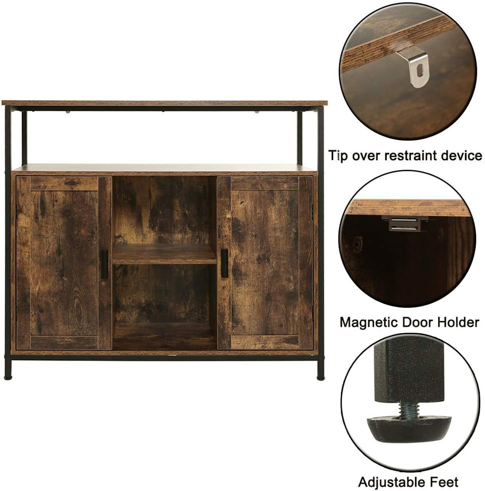 Rustic Brown Free Standing Storage Cabinet with 2 Doors T466