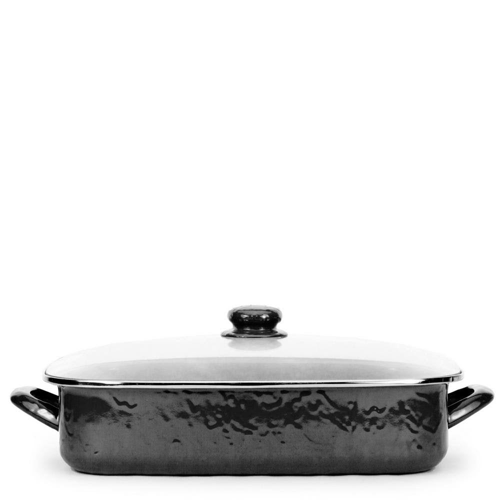10.5 qt. Black Enamelware Roasting Pan with Lid K6330