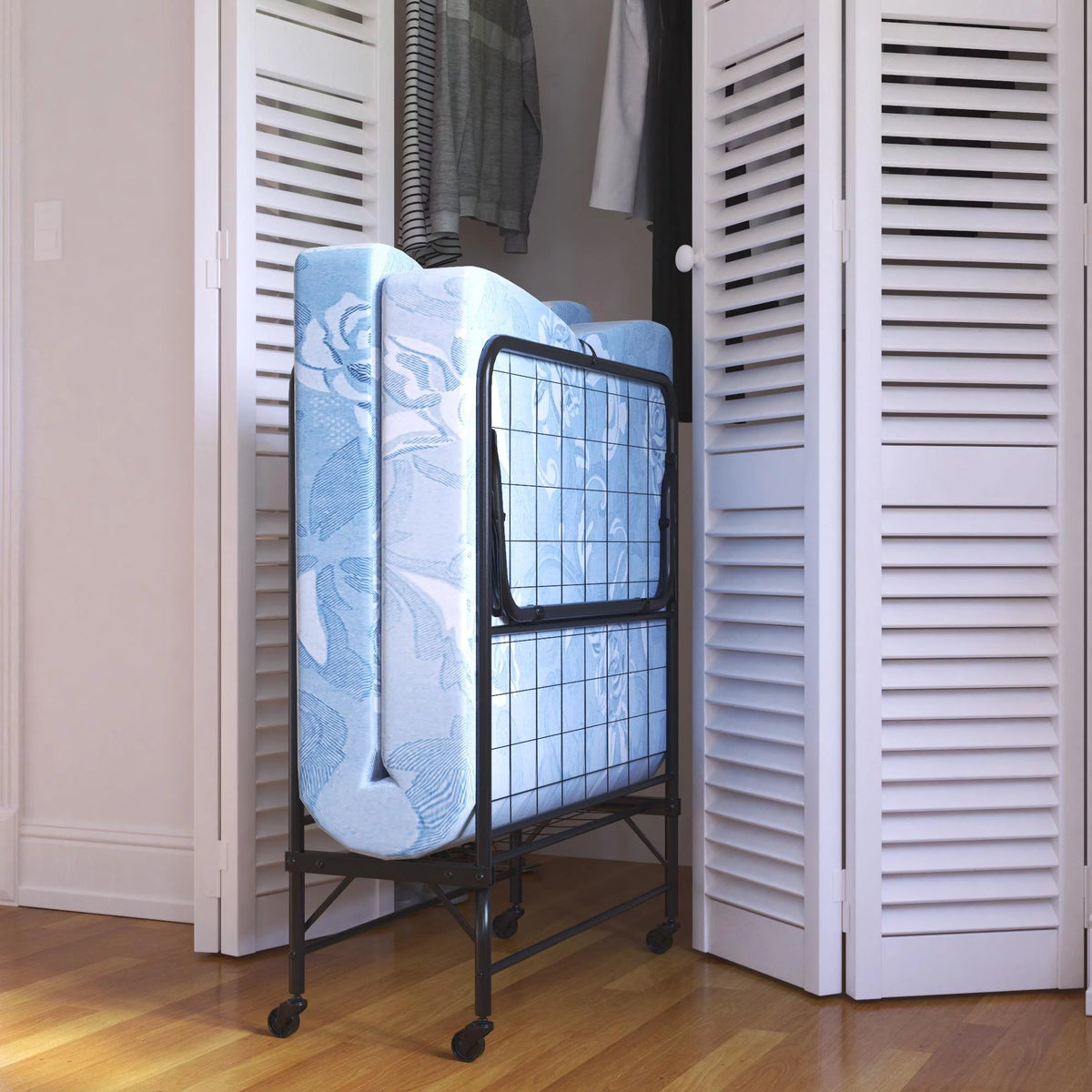 Folding Rollaway Guest Bed with 5 Inch Mattress, Twin Y53672