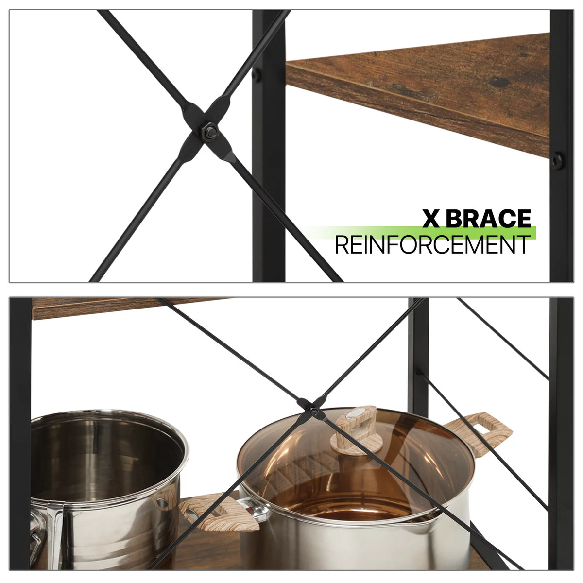 Brown 6 Shelves Kitchen Bakers Rack C5102