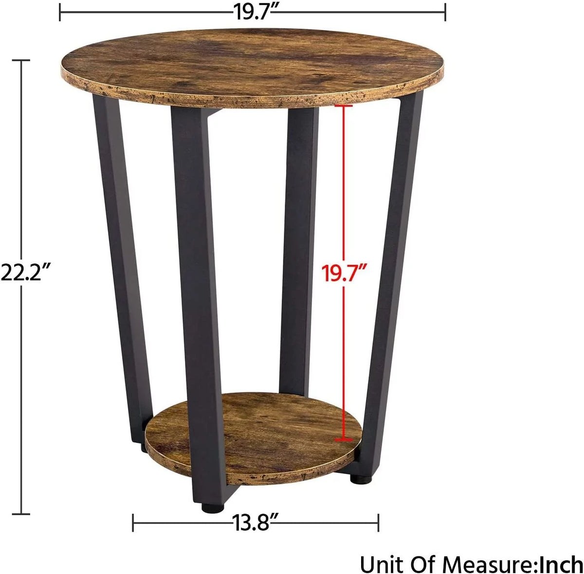 Round End Table with Storage Shelf O770
