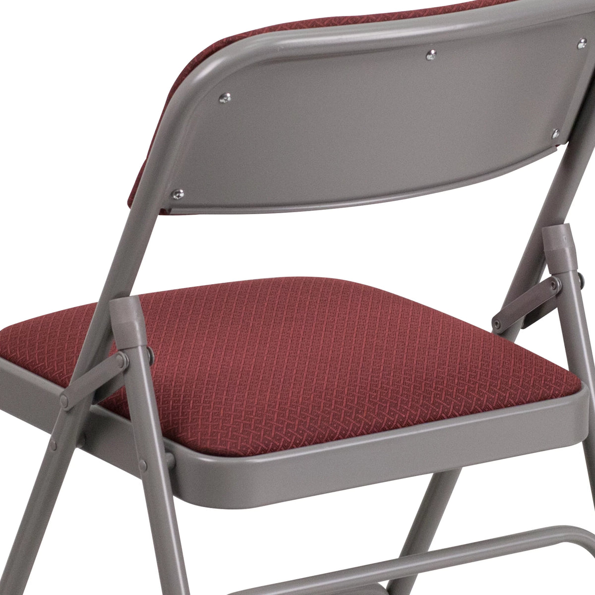 Burgundy Patterned Fabric Metal Folding Chair B102