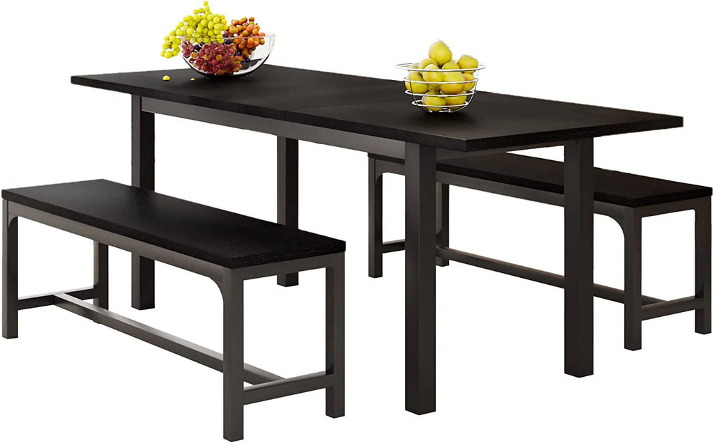 Space Saving Extendable Dining Table Set with Benches X730289