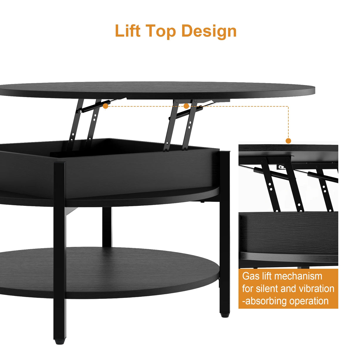 Round Lift Top Coffee Table with Storage W4718