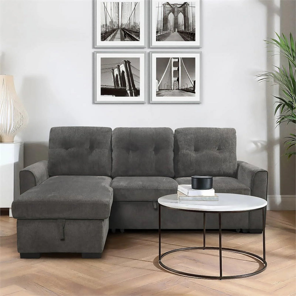 Dark Gray Chenille Reversible Sectional Z710029