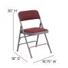 Burgundy Patterned Fabric Metal Folding Chair B102
