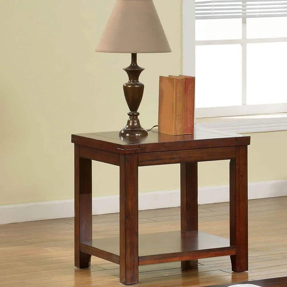 Dark Cherry Open Shelf End Table X38278