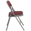 Burgundy Patterned Fabric Metal Folding Chair B102