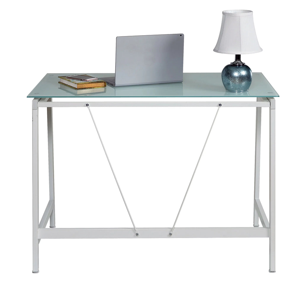 Contemporary Glass Writing Desk with Steel Frame O5162