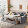 Twin Size Upholstered Daybed with Storage Armrests and Usb Port Q28778